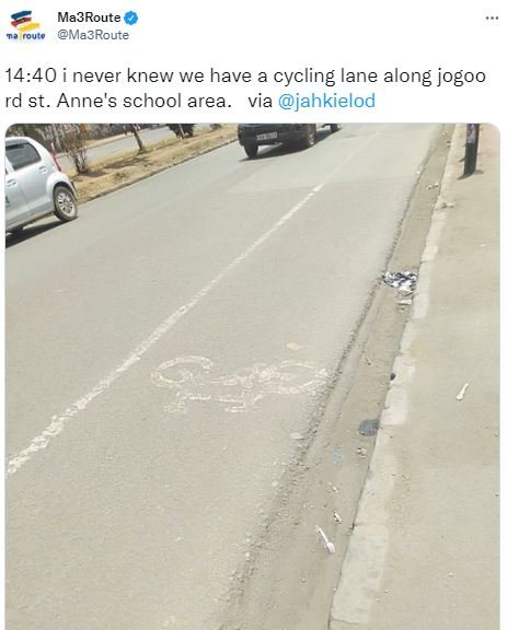 Ma3route ma3route 14.40 never knew we have a cycling lane along jogoo rd st. ann