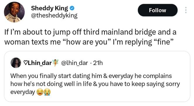 Sheddy king thesheddyking follow if im about to jump off third mainland bridge a