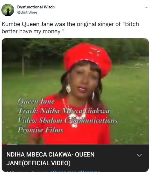 Dysfunctional witch bintishee kumbe queen jane was the original singer of bitch