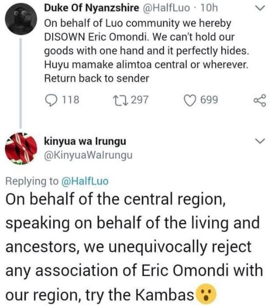 Duke of nyanzshire halfluo 70h on behalf of luo community we hereby disown eric