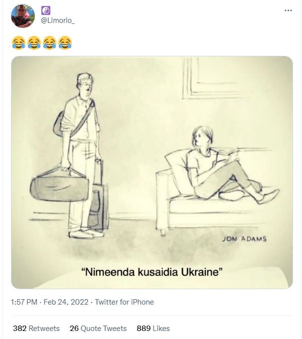 Limorio _ Jon dams Nimeenda kusaidia Ukraine 1.57 PM Feb 24, Twitter for iPhone