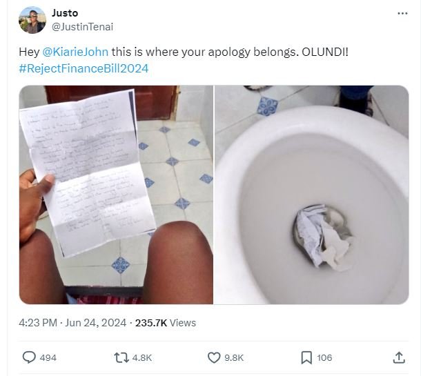 Justo justintenai hey kiariejohn this is where your apology belongs. olundi! rej