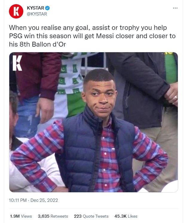 Kystar kystar when you realise any goal, assist or trophy you help psg win this