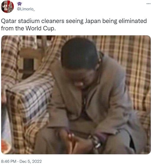 Limorio_ qatar stadium cleaners seeing japan being eliminated from the world cup