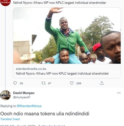 Ndindi nyoro kiharu mp now kplc largest individual shareholder standardmedia co.