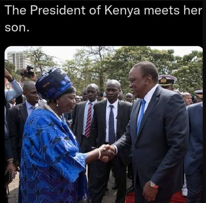 The president of kenya meets her son.