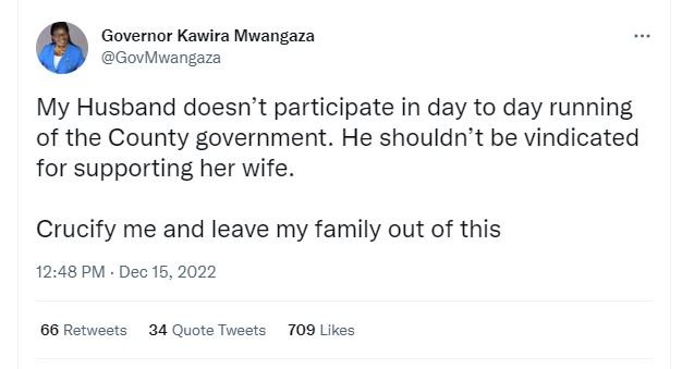 Governor kawira mwangaza govmwangaza my husband doesn't participate in day to da