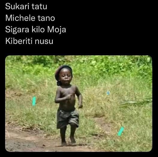 Sukari tatu michele tano sigara kilo moja kiberiti nusu