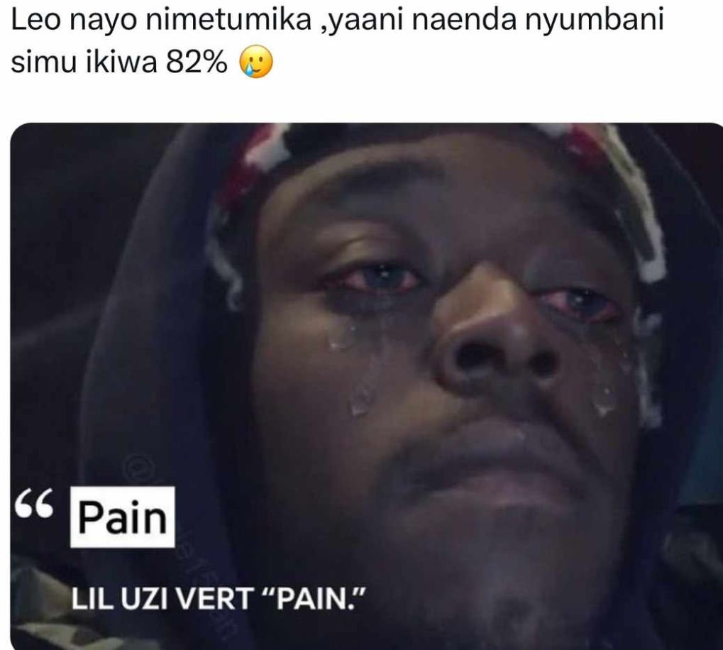 Leo nayo nimetumika ,yaani naenda nyumbani simu ikiwa 82 gg pain lil uzi vert pa