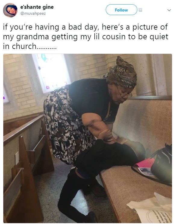 Eshante gine muvahpeez follow if you're having a bad day, here's a picture of my