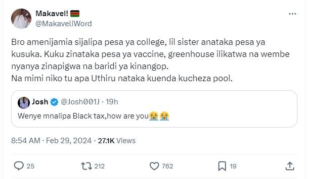 Makavel! makaveliword bro amenijamia sijalipa pesa ya college lil sister anataka
