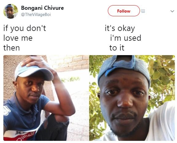 Bongani chivure thevillageboi follow if you don't love me then it's okay i'm use