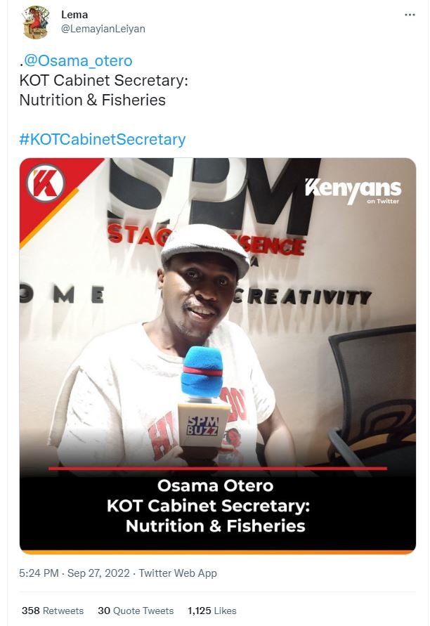 Lema lemayianleiyan osama_otero kot cabinet secretary nutrition fisheries kotcab