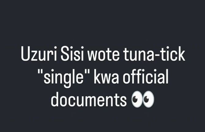 Uzuri sisi wote tunatick 1 'single kwa official documents
