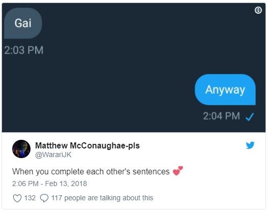 Gai 2.03 pm anyway 2.04 pm matthew mcconaughaepls wararijk when you complete eac