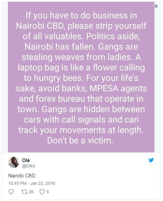 If you have to do business in nairobi cbd please strip yourself of all valuables
