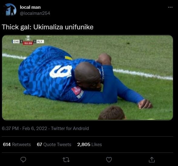 local man localman254 Thick gal Ukimaliza unifunike 6.37 PM . Feb 6, Twitter for