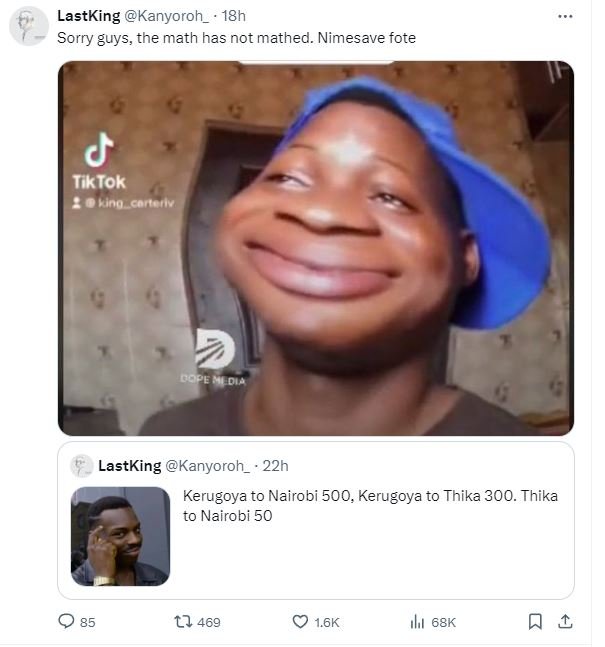 Lastking kanyoroh _ 18h sorry guys the math has not mathed . nimesave fote tktok