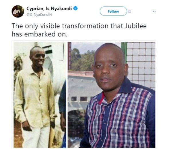 Cyprian, is nyakundi c_nyakundih follow the only visible transformation that jub
