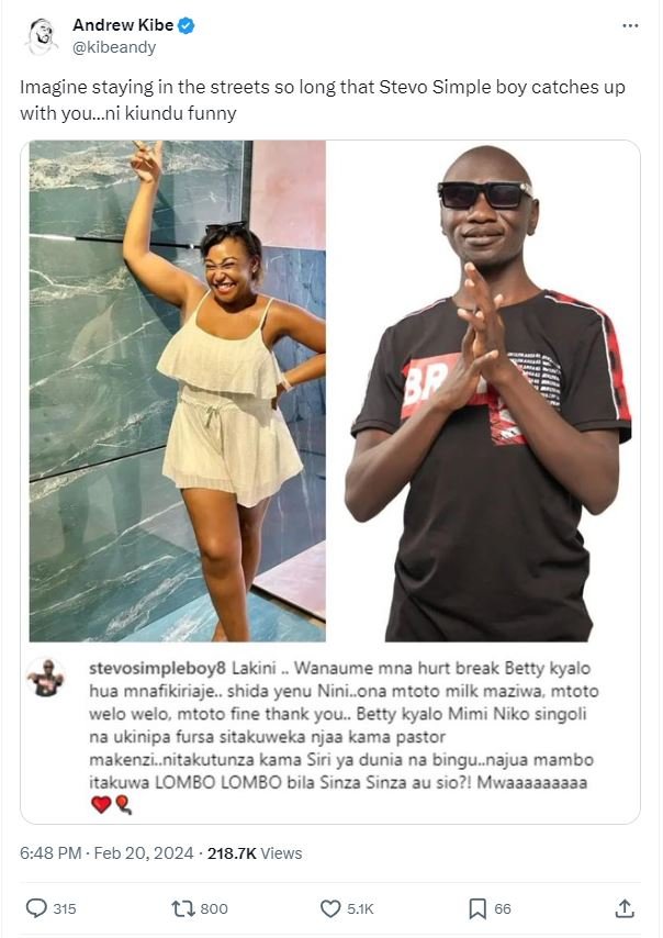 Andrew kibe kibeandy imagine staying in the streets so long that stevo simple bo