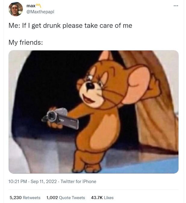 Max maxthepapi me if get drunk please take care of me my friends 10.21 pm . sep