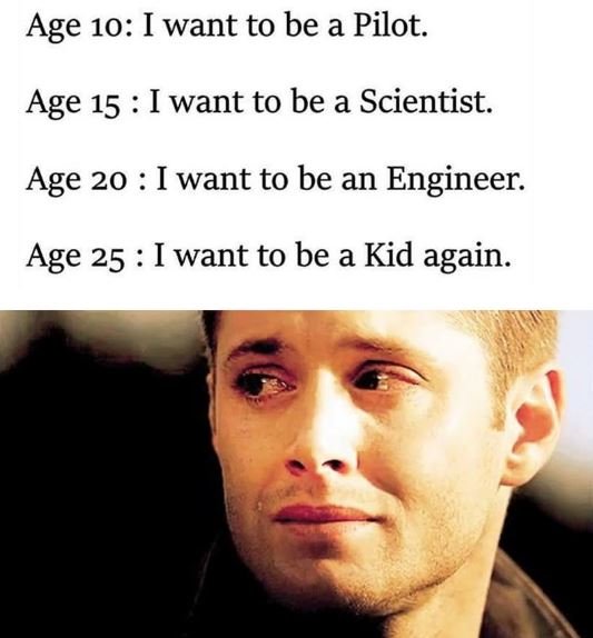 Age 10 i want to be a pilot. age 15 iwant to be a scientist. age 20 iwant to be