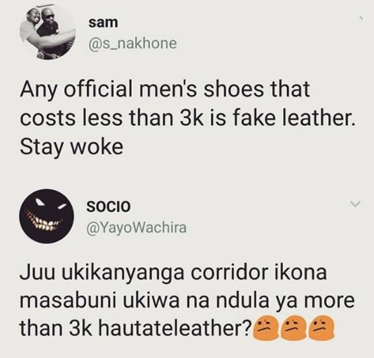 Sam s_nakhone any official men's shoes that costs less than 3k is fake leather.