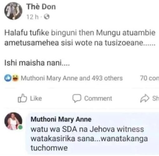 Thè don 12h o halafu tufike binguni then mungu atuambie ametusamehea sisi wote n