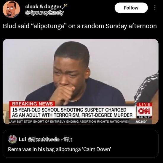 Cloak dagger oureyszonly follow blud said alipotunga on a random sunday afternoo