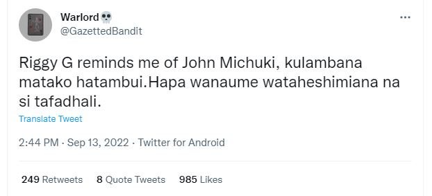 Warlord gazettedbandit riggy g reminds me of john michuki kulambana matako hatam