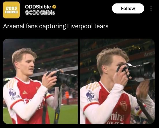 Ous oddsbible a ddsbible follow arsenal fans capturing liverpool tears nino