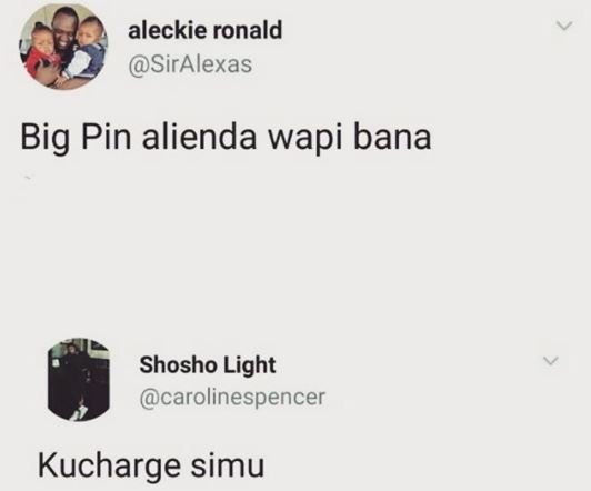 Aleckie ronald siralexas big pin alienda wapi bana shosho light carolinespencer