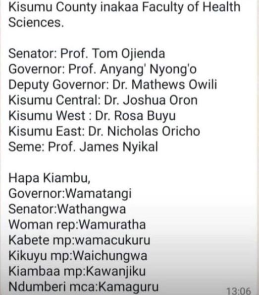 Kisumu county inakaa faculty of health sciences senator prof. tom ojienda govern