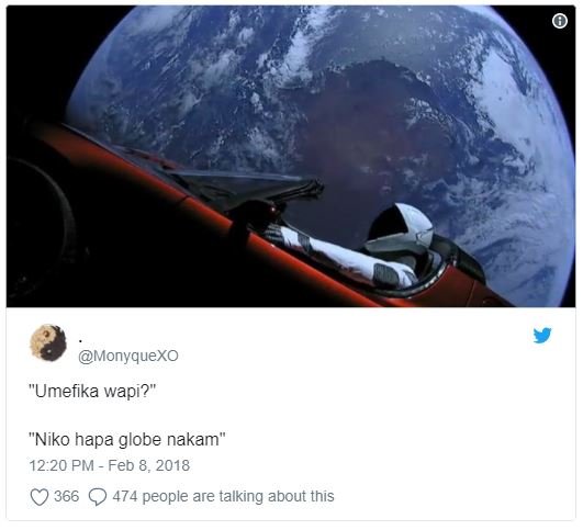 Monyquexo umefika wapi? niko hapa globe nakam 12.20 pm feb 8, 366 474 people are
