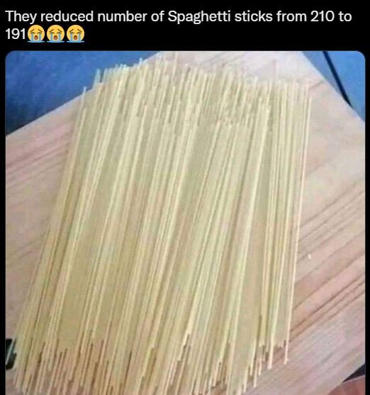 They reduced number of spaghetti sticks from 210 to 191