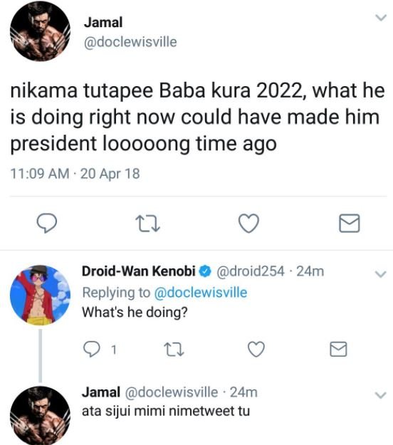 Jamal doclewisville nikama tutapee baba kura , what he is doing right now could