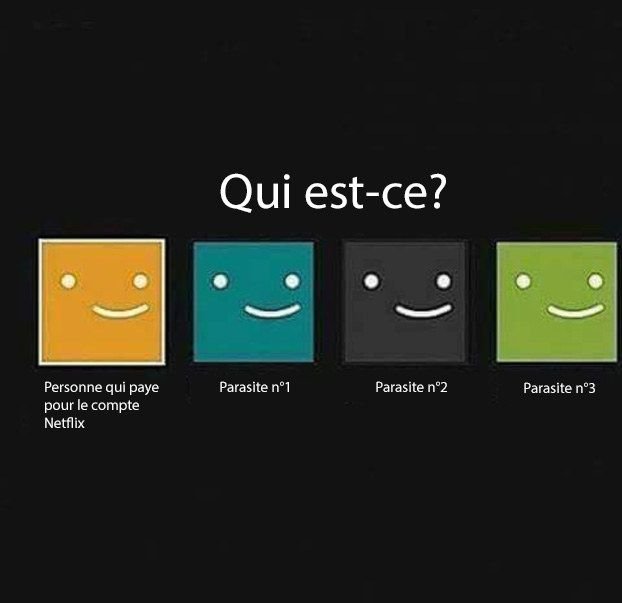 Qui estce? personne qui paye pour le compte netflix parasite n'1 parasite n'2 pa
