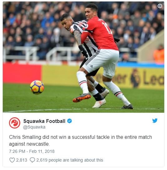 Led squawka football squawka chris smalling did not win a successful tackle in t