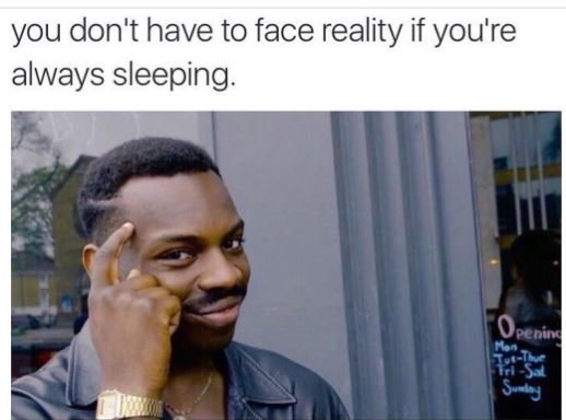 You don't have to face reality if you're always sleeping