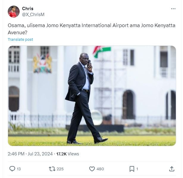 Chris x_chrism osama, ulisema jomo kenyatta international airport ama jomo kenya