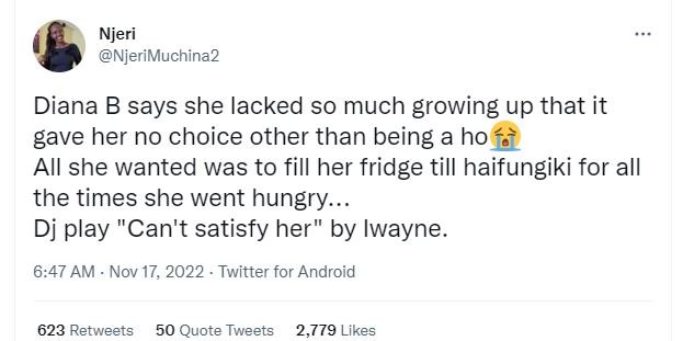 Njeri njerimuchina2 diana b says she lacked so much growing up that it gave her