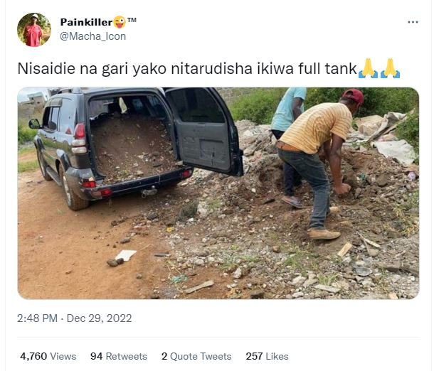 Painkiller macha_icon nisaidie na gari yako nitarudisha ikiwa full tank 2.48 pm