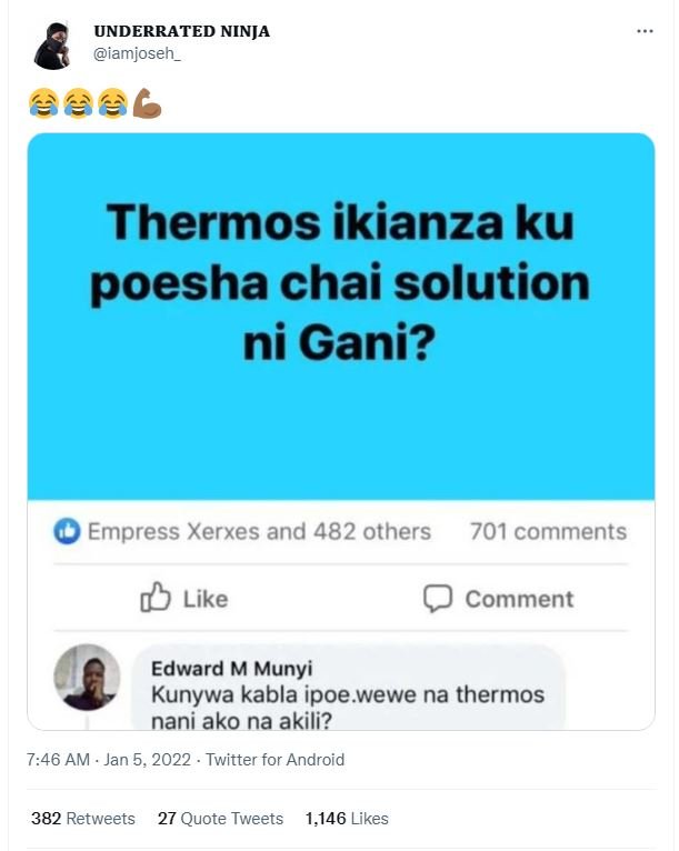 UNDERRATED NINJA iamjoseh _ Thermos ikianza ku poesha chai solution ni Gani? Emp
