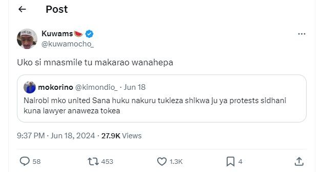 Post kuwams kuwamocho_ uko si mnasmile tu makarao wanahepa mokorino kimondio jun
