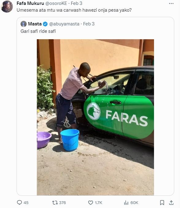 Fafa mukuru osoroke feb 3 umesema ata mtu wa carwash hawezi onja pesa yako? mast