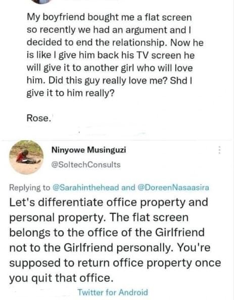 My boyfriend bought me a flat screen s0 recently we had an argument and decided