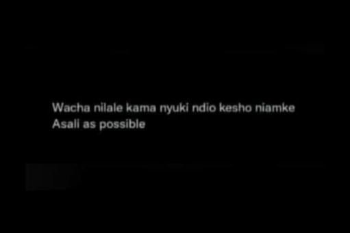 Wacha nilale kamn nyukl ndio kesho niamke asall as possible