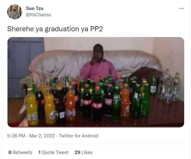 Sun tzu itschanzu sherehe ya graduation ya pp2 5.38 pm mar 2, twitter for androi