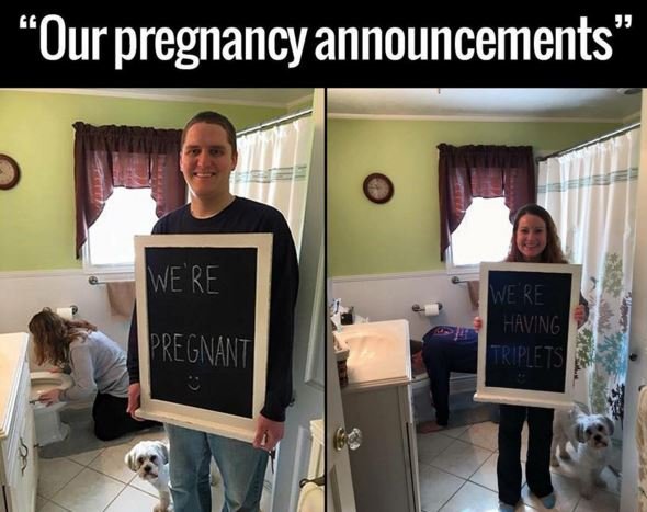 Our pregnancy announcements we re ppegnants were havyng etripletss