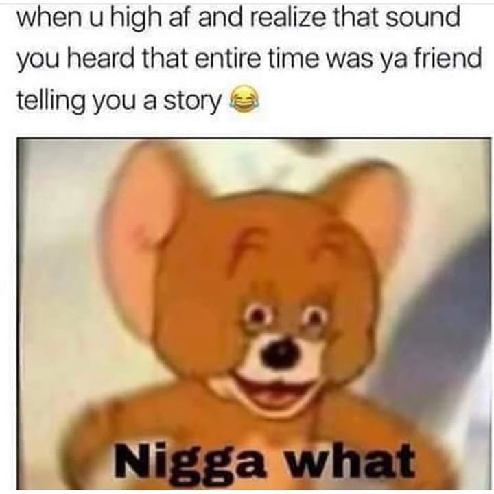 When u high af and realize that sound you heard that entire time was ya friend t